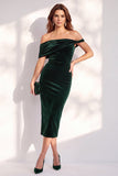 Vestido cóctel midi de terciopelo midi con bodycon color burdeos
