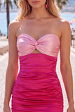 Vestido corto de bienvenida corto en forma de cerradura rojo naranja Sweetheart