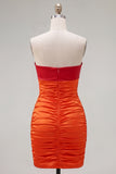 Vestido corto de bienvenida corto en forma de cerradura rojo naranja Sweetheart