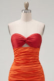 Vestido corto de bienvenida corto en forma de cerradura rojo naranja Sweetheart