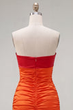 Vestido corto de bienvenida corto en forma de cerradura rojo naranja Sweetheart