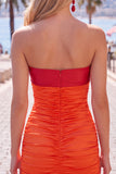 Vestido corto de bienvenida corto en forma de cerradura rojo naranja Sweetheart