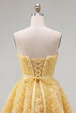 Vestido corto corto de bienvenida rosa A-line 3D floral de A-Line con encaje en la espalda