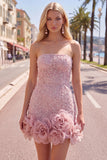 Vestido de bienvenida de perlas azules bodycon sin tirantes con flores 3D