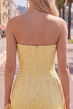 Vestido de bienvenida de perlas azules bodycon sin tirantes con flores 3D