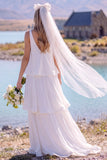 Vestido de novia Maxi Elopement blanco sin mangas y escote en V