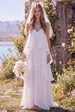 Vestido de novia Maxi Elopement blanco sin mangas y escote en V