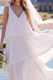 Vestido de novia Maxi Elopement blanco sin mangas y escote en V