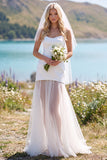 Vestido de novia Maxi Elopement de tul sin tirantes blanco y funda