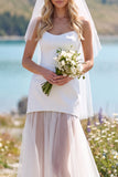Vestido de novia Maxi Elopement de tul sin tirantes blanco y funda