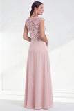 Vestido largo de madre de la novia verde floral de cuello redondo con aplicación y mangas gordas