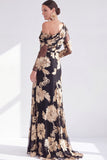 Vestido largo de madre de la novia de un hombro floral de sirena champán