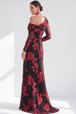 Vestido largo de madre de la novia de un hombro floral de sirena champán