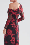 Vestido largo de madre de la novia de un hombro floral de sirena champán