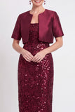 Vestido largo de madre de la novia con lentejuelas negras brillantes con corte