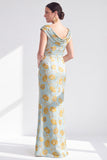 Vestido largo de madre de la novia negro floral sirena con abertura
