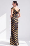 Vestido largo de madre de la novia negro floral sirena con abertura