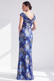 Vestido largo de madre de la novia negro floral sirena con abertura