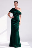 Vestido largo de madre de la novia con terciopelo burdeos sirena al descubierto en los hombros