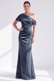Vestido largo de madre de la novia con terciopelo burdeos sirena al descubierto en los hombros