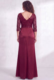 Sirena negra con escote en V y lentejuelas con volantes, vestido largo de madre de la novia con abertura
