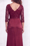 Sirena negra con escote en V y lentejuelas con volantes, vestido largo de madre de la novia con abertura