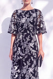 Vestido de madre de la novia largo con cuello de sirena floral salvia verde salvia