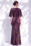 Vestido de madre de la novia largo con cuello de sirena floral salvia verde salvia