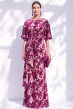 Vestido de madre de la novia largo con cuello de sirena floral salvia verde salvia