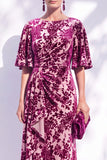 Vestido de madre de la novia largo con cuello de sirena floral salvia verde salvia