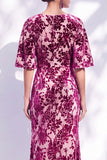 Vestido de madre de la novia largo con cuello de sirena floral salvia verde salvia
