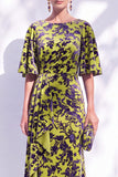 Vestido de madre de la novia largo con cuello de sirena floral salvia verde salvia