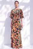 Vestido de madre de la novia largo con cuello de sirena floral salvia verde salvia