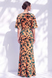 Vestido de madre de la novia largo con cuello de sirena floral salvia verde salvia