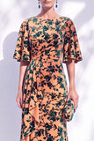 Vestido de madre de la novia largo con cuello de sirena floral salvia verde salvia
