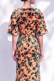 Vestido de madre de la novia largo con cuello de sirena floral salvia verde salvia