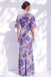 Vestido de madre de la novia largo con cuello de sirena floral salvia verde salvia