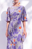 Vestido de madre de la novia largo con cuello de sirena floral salvia verde salvia