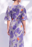 Vestido de madre de la novia largo con cuello de sirena floral salvia verde salvia