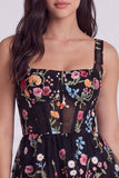 Corsé floral marfil A-Line de cuello cuadrado para mini vestido de graduación