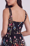 Corsé floral marfil A-Line de cuello cuadrado para mini vestido de graduación
