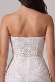 Corsé bodycon sin tirantes Pequeño vestido blanco con lentejuelas