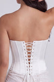 Corsé sin tirantes bodycon lentejuelas Vestido blanco pequeño con encaje en la espalda