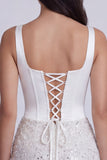 Corsé Bodycon, lentejuelas, vestido blanco pequeño con encaje en la espalda