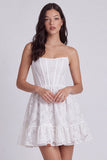 Corsé floral A-Line sin tirantes Vestido blanco pequeño