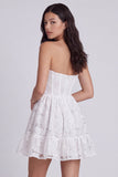 Corsé floral A-Line sin tirantes Vestido blanco pequeño