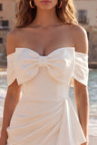 Vestido de despedida de soltera con moños y bodycon bodycon marfil y marfil descubierto