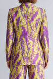 Trajes de mujer de dos piezas con solapa de dos piezas y un botón amarillo y morado