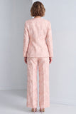 Trajes de baile rosa de dos piezas, cuello redondo, pecho sencillo, florales con bolsillos