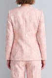Trajes de baile rosa de dos piezas, cuello redondo, pecho sencillo, florales con bolsillos